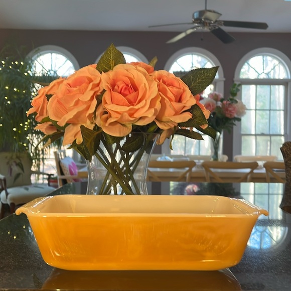 Fire King 1 quart Peach Opalescent Luster Ware Platonite Loaf Pan - Picture 1 of 5